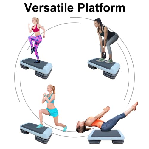 Adjustable Exercise Step Platform with 4 Stackable Risers W7035