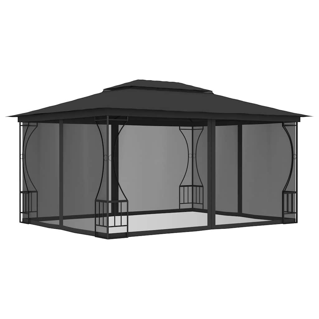 Gazebo with Nets 9.8x13.1x8.7 ft Anthracite P16594