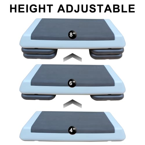 Adjustable Exercise Step Platform with 4 Stackable Risers W7035
