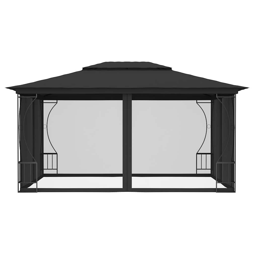 Gazebo with Nets 9.8x13.1x8.7 ft Anthracite P16594