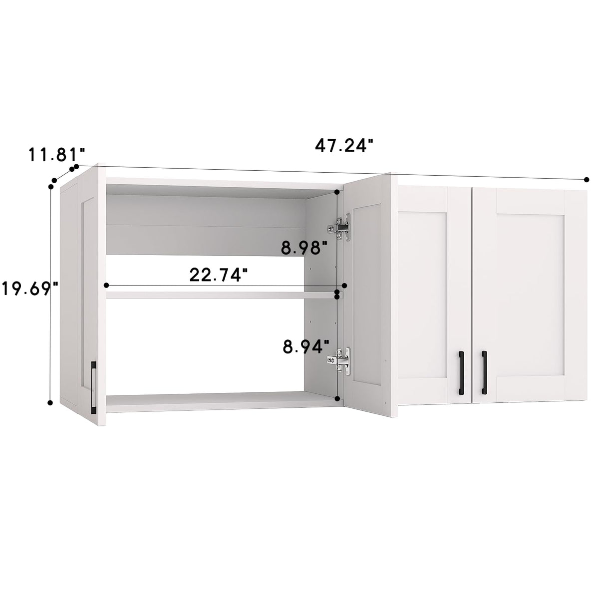 White Laundry Room Cabinets and Storage with 4 Doors and Adjustable Shelf T194306