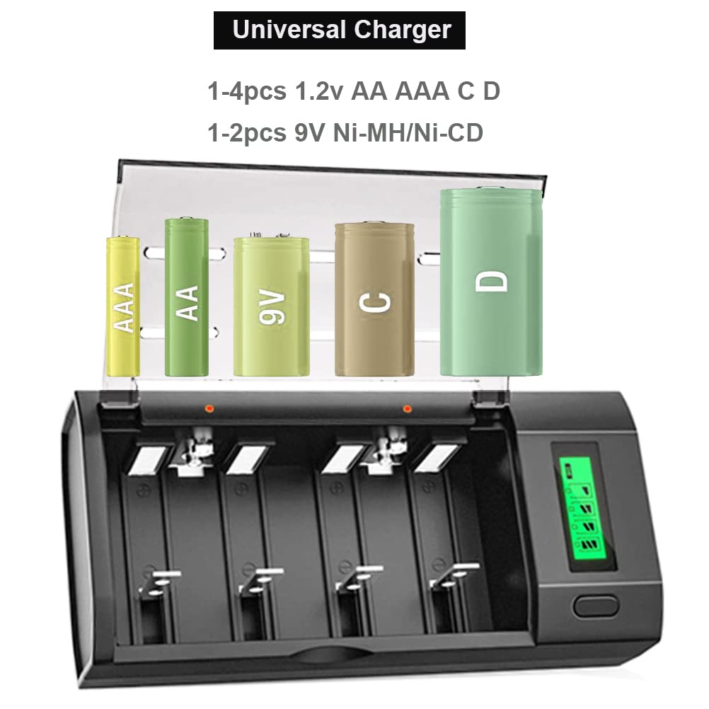 6 Pack Rechargeable D Batteries with Charger W55084