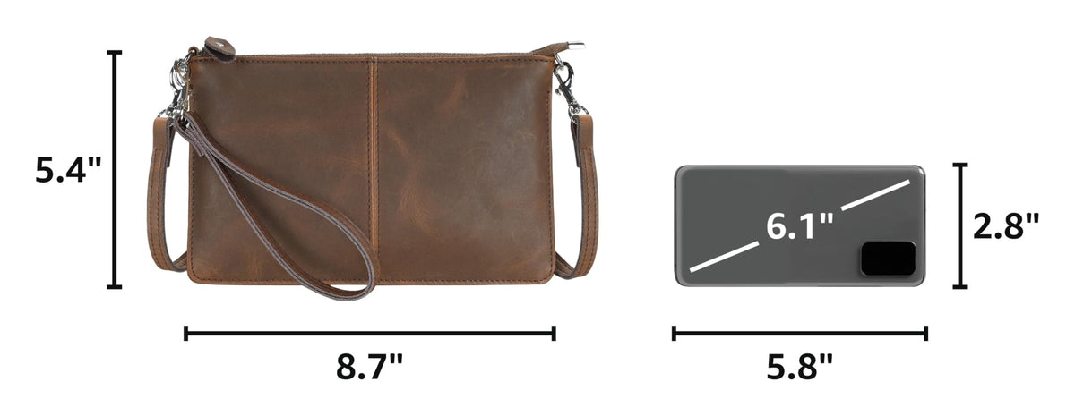 Genuine Leather Small Crossbody Bags Wristlet Wallet Purses C333