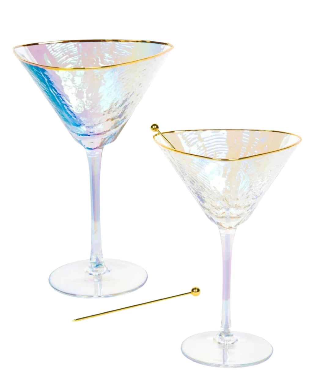 Iridescent Handmade Hammered Martini Glasses Set of 2 R5253