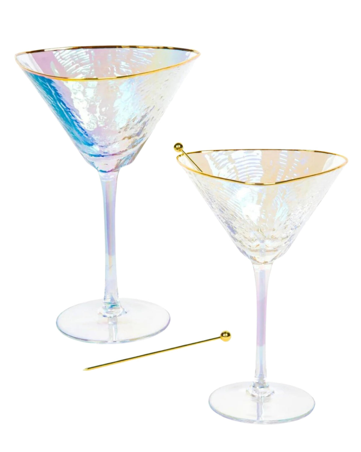 Iridescent Handmade Hammered Martini Glasses Set of 2 R5253