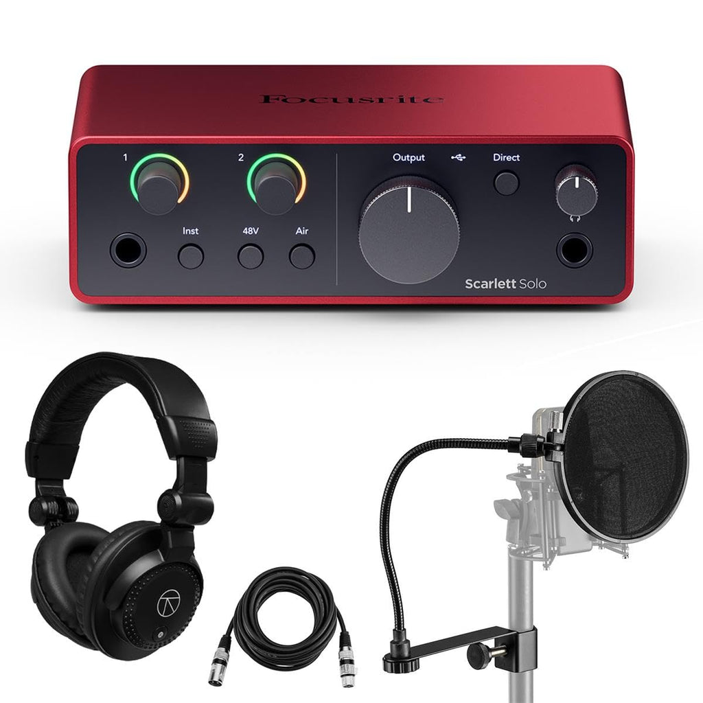 USB Audio Interface with Headphones, Pop Filter, XLR Cable R136605
