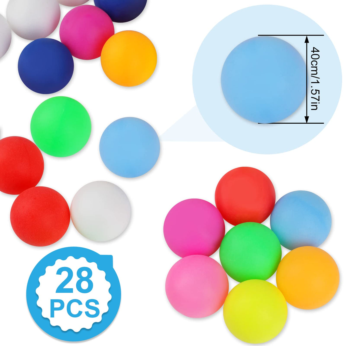 28 Pcs 40mm Ping Pong Balls J968