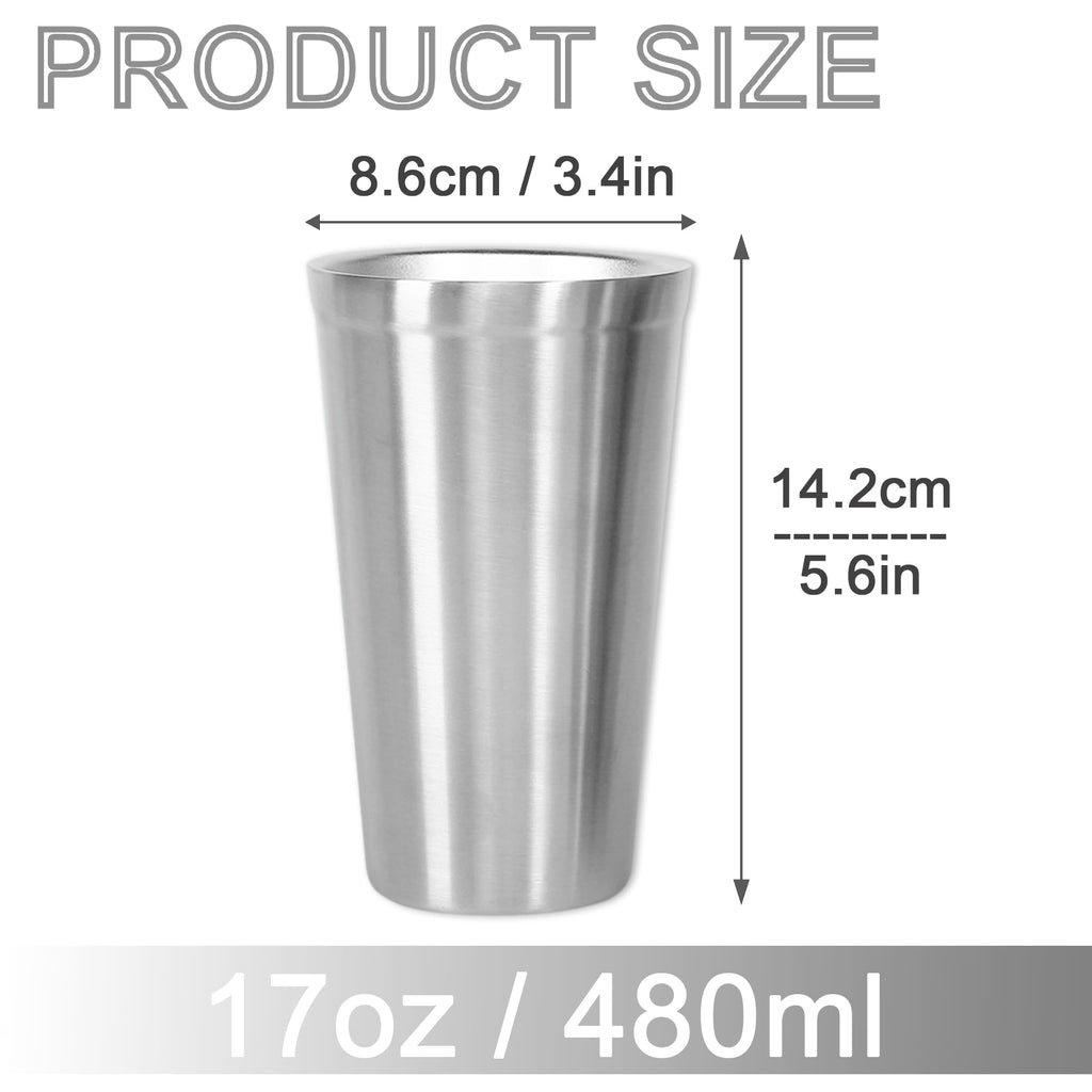 Stainless Steel Double Walled Insulated Cups Set of 2 Stackable 16oz L79459