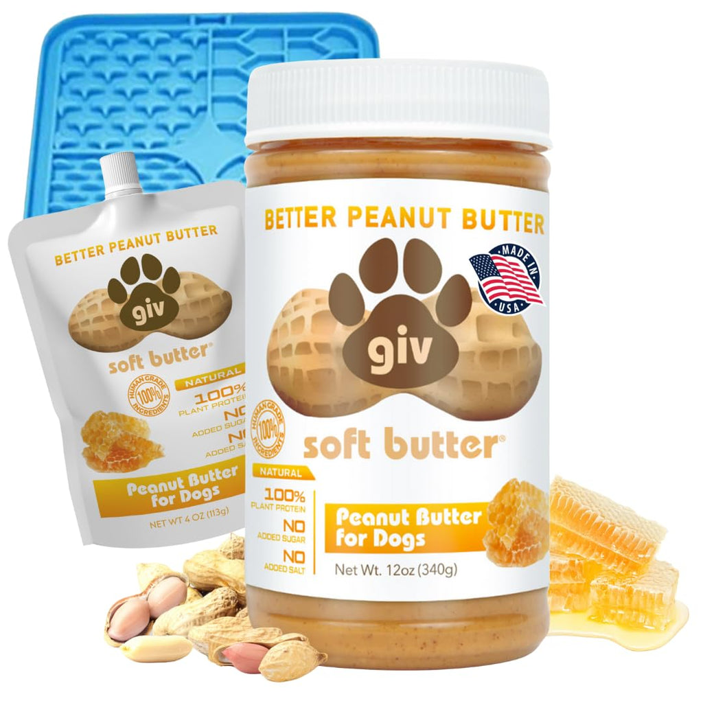 All Natural Peanut Butter 12oz Jar, 4oz Pouch & Lick Mat M9088