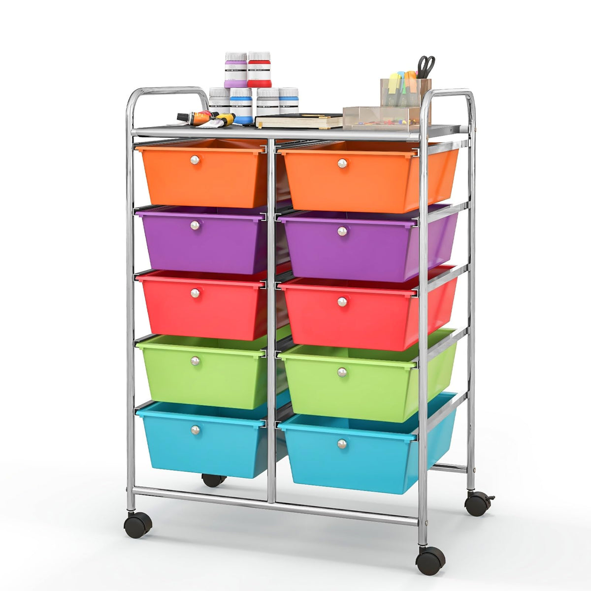 10 Drawer Rolling Storage Cart with Wheels X679020
