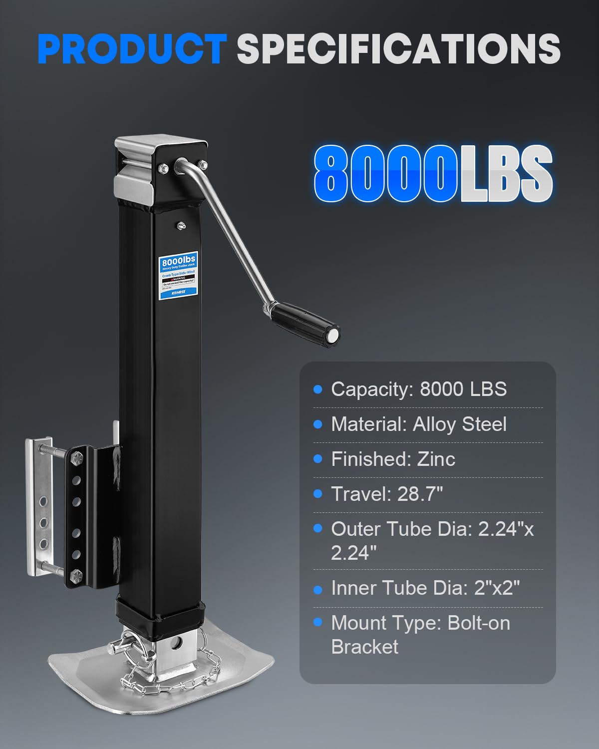8000 lbs Adjustable Manual Trailer Jack W423691