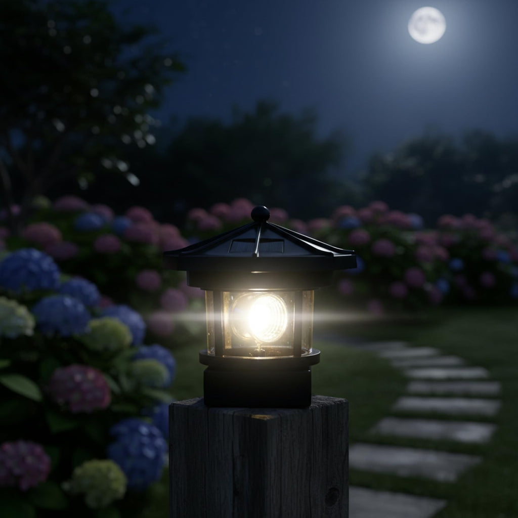 Black 2-Pack Rotating Solar Lighthouse C17476