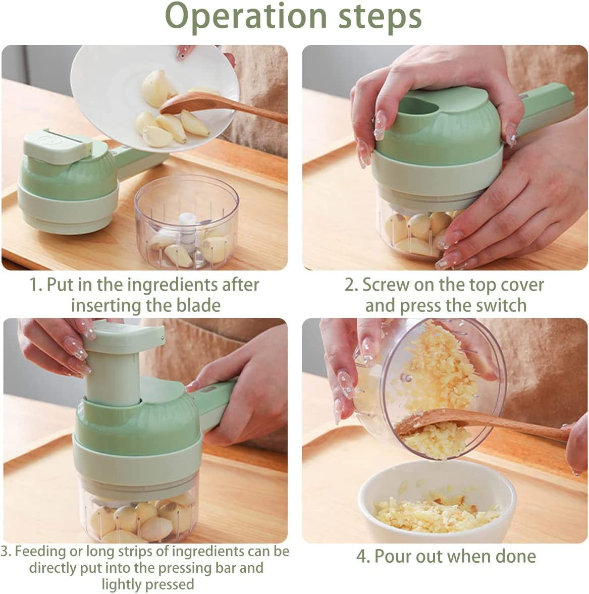 4 in 1 Portable Electric Vegetable Cutter Set J924