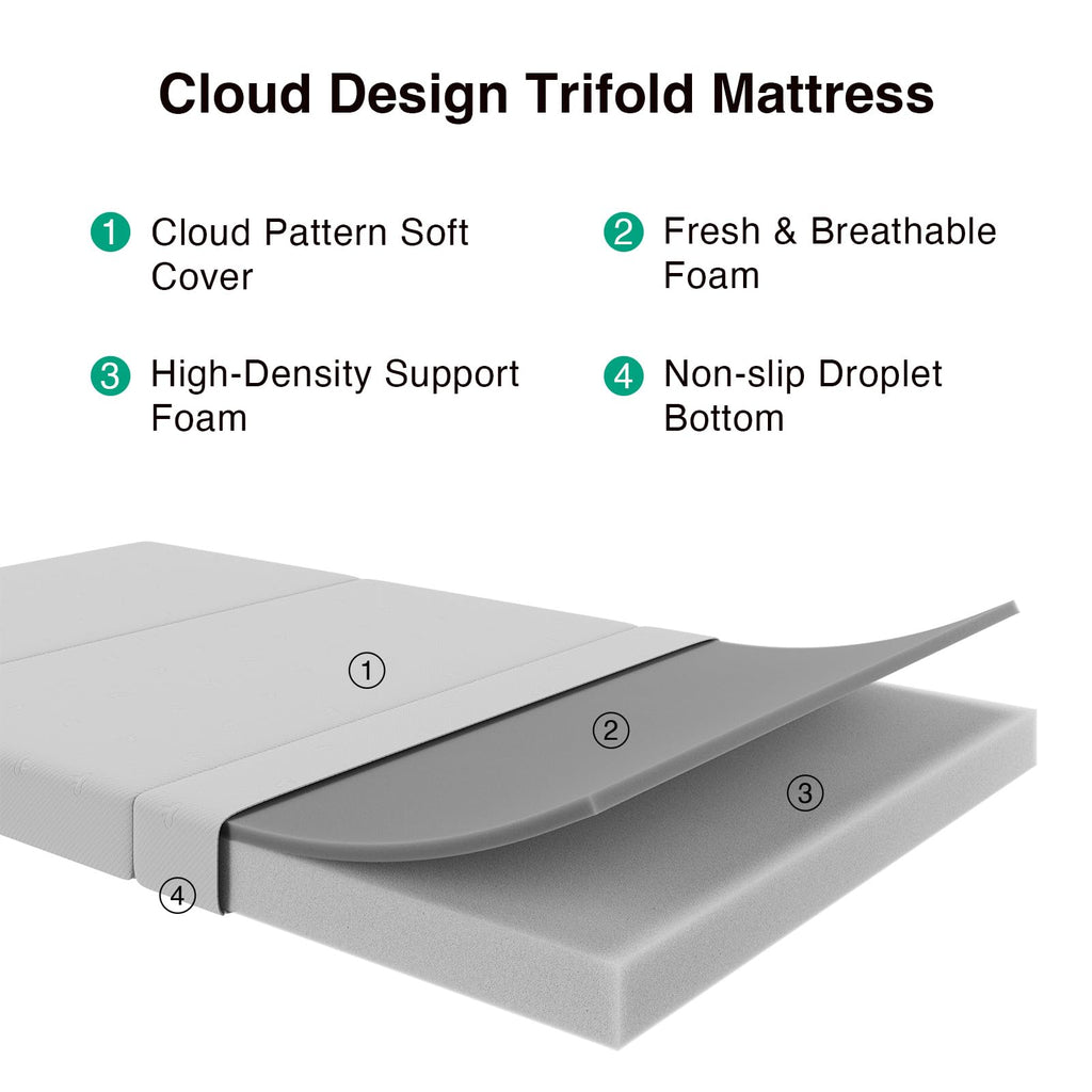 Foldable Foam Mattress Topper, Single Size 4 Inch V883790