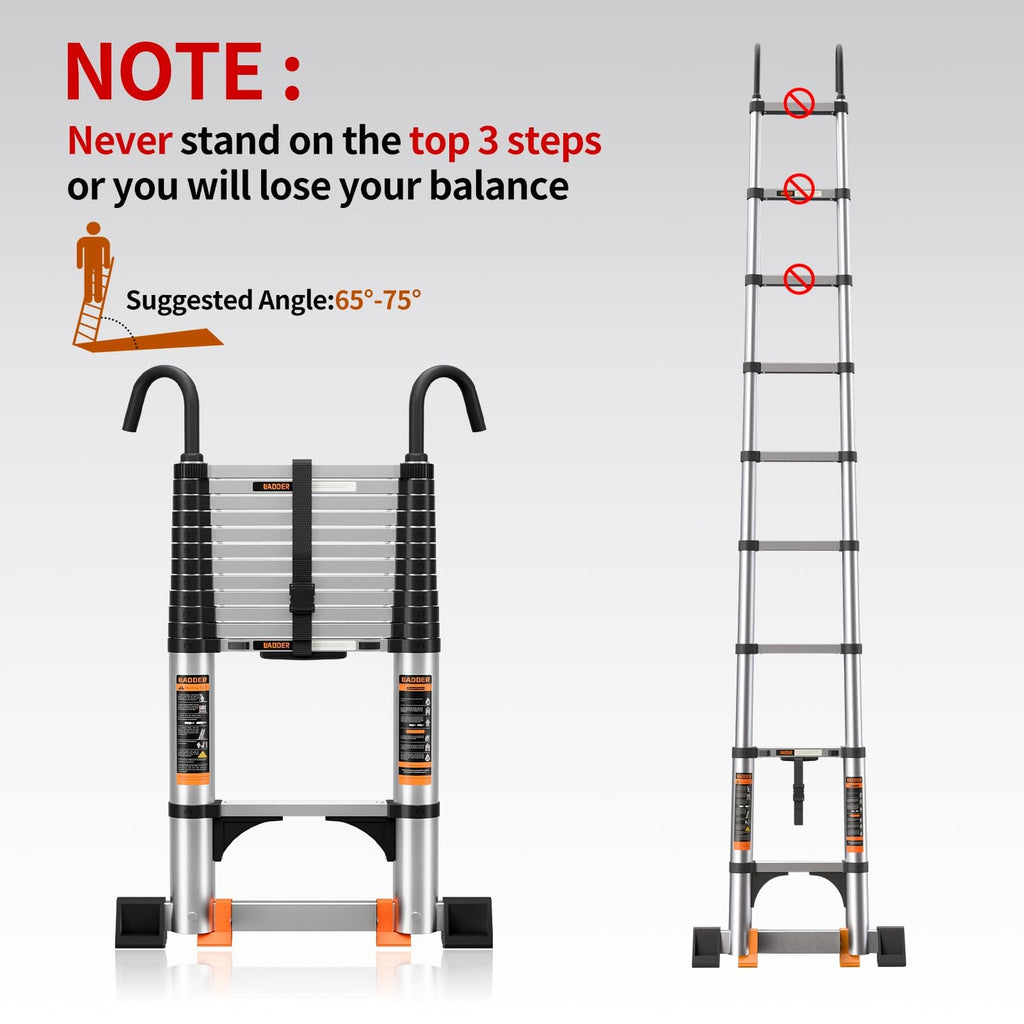 Telescoping Aluminum Ladder 330lbs Max Capacity Q726