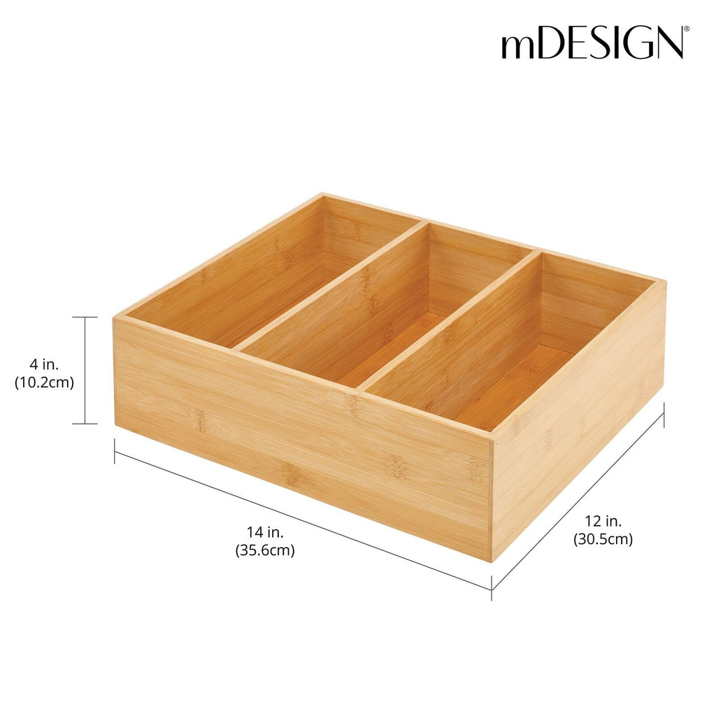 Bamboo 3 Section Stackable Pantry Organizer Bin, 2 Pack A11465