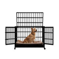 48 Inch Heavy Duty Metal Folding Dog Crate with Wheels and Double Doors T862