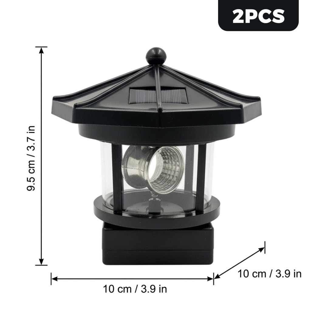 Black 2-Pack Rotating Solar Lighthouse C17476