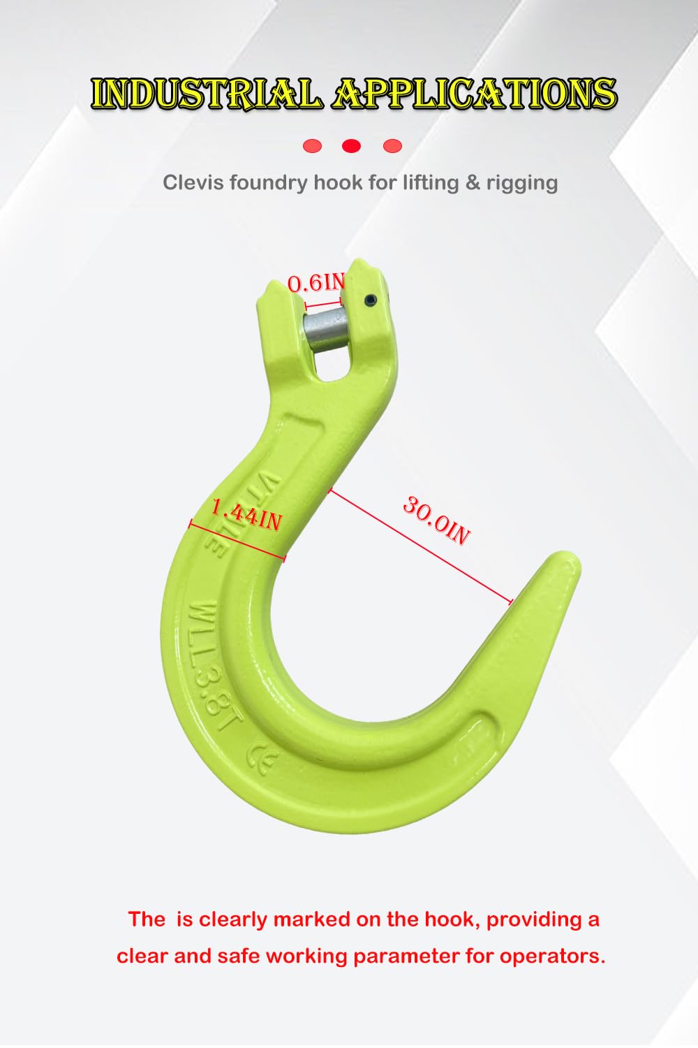 3/8" G80 Clevis Foundry Hook 4 Pack U209
