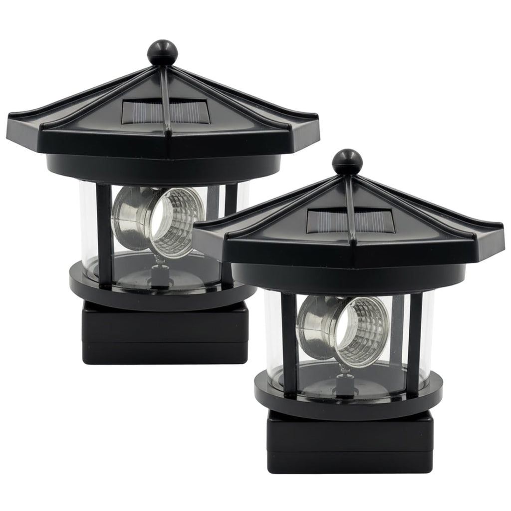 Black 2-Pack Rotating Solar Lighthouse C17476
