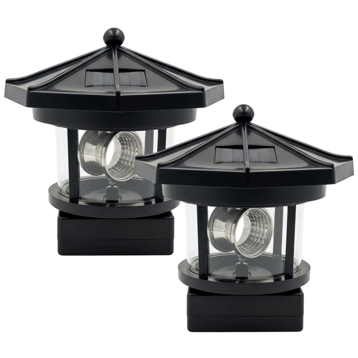 Black 2-Pack Rotating Solar Lighthouse C17476