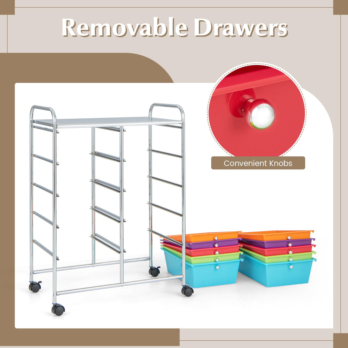 10 Drawer Rolling Storage Cart with Wheels X679020