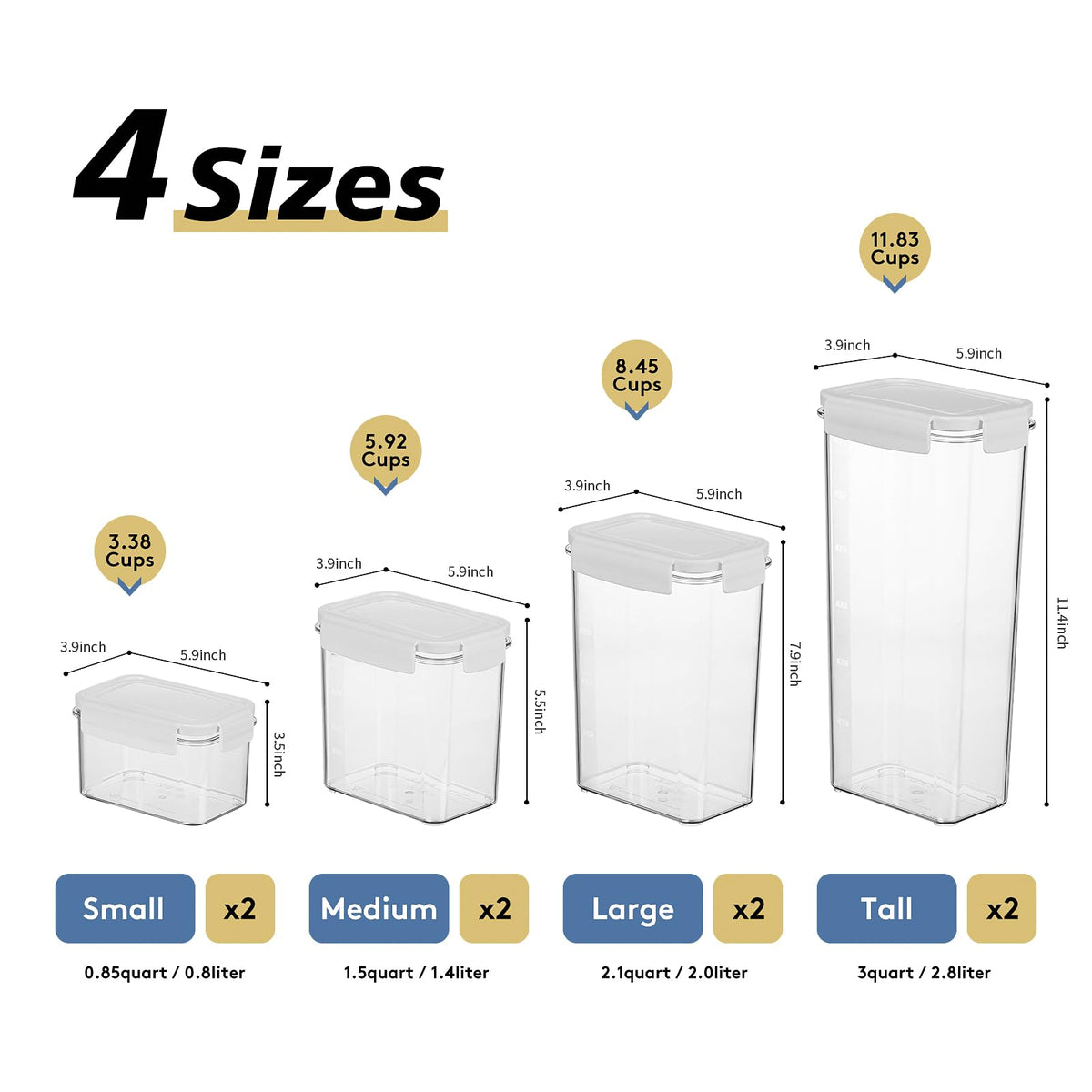 Airtight Pet Food Storage Containers with Lids, BPA Free Plastic 8-Pack W432