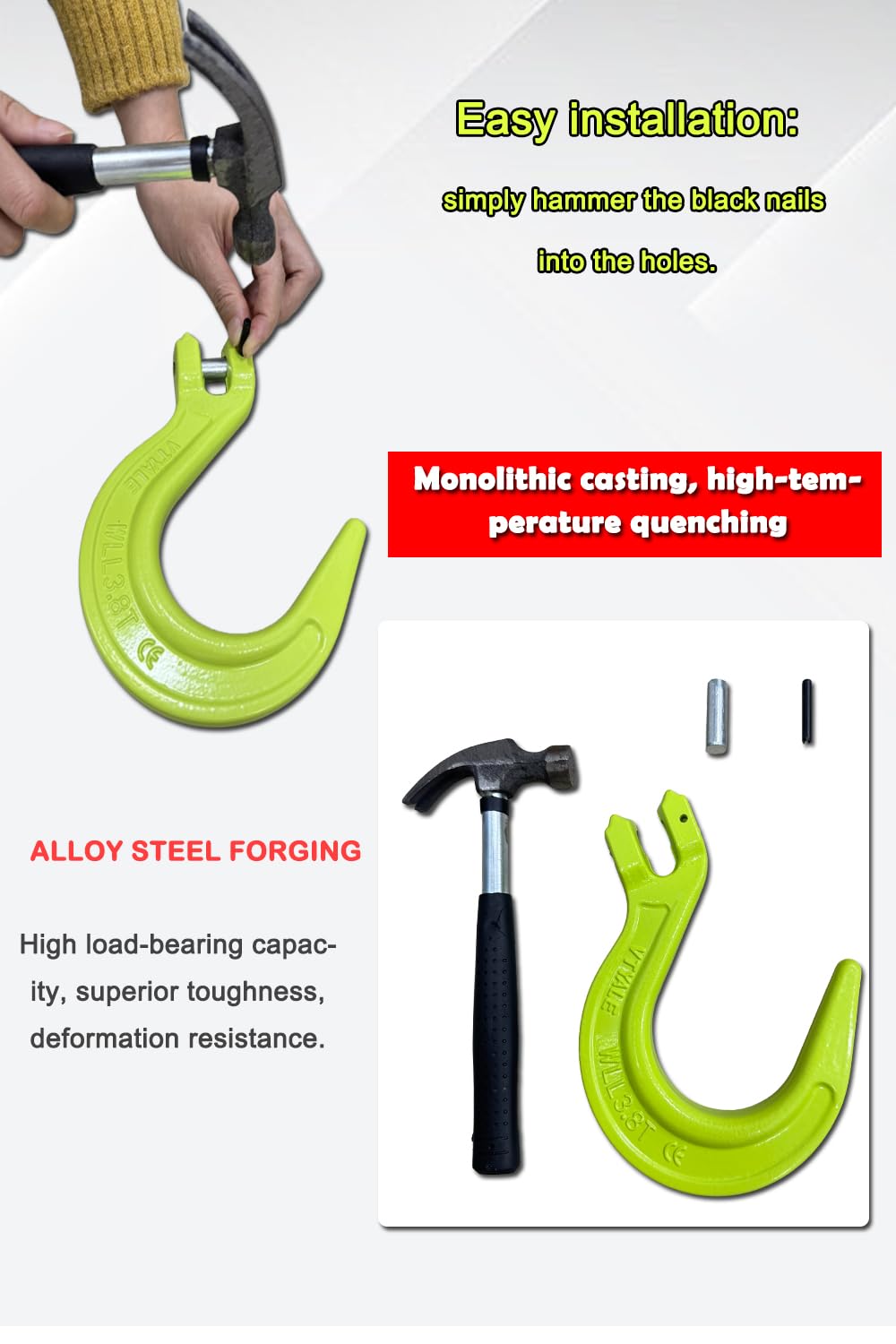 3/8" G80 Clevis Foundry Hook 4 Pack U209
