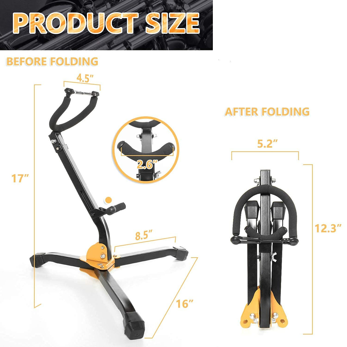 Folding Adjustable Metal Saxophone Stand T990458