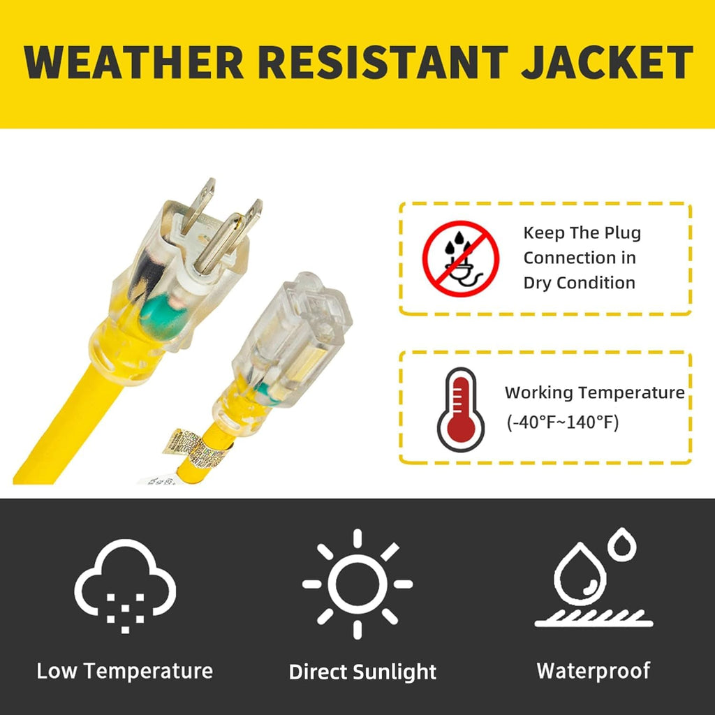 Yellow 12 Ft 12 Gauge Outdoor Extension Cord R420288