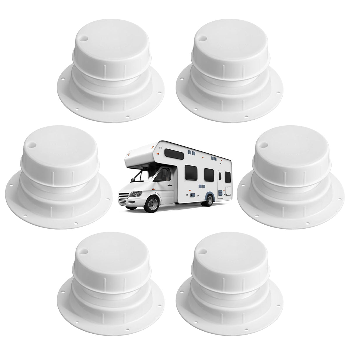 6 Pcs White RV Plumbing Vent Caps W905594