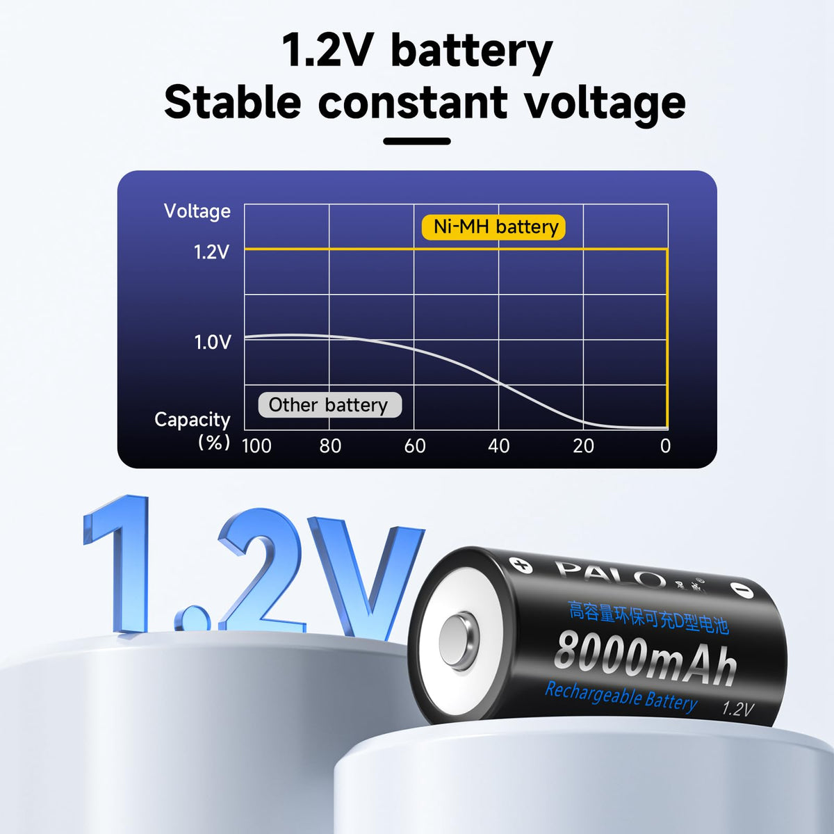 6 Pack Rechargeable D Batteries with Charger W55084