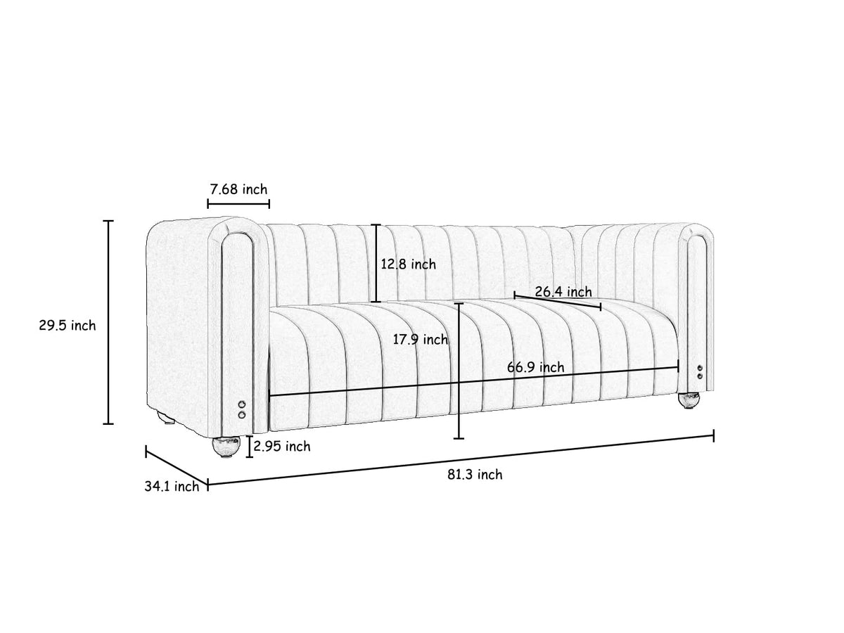Orange Velvet 80 Inch 3 Seat Sofa T8238