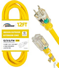 Yellow 12 Ft 12 Gauge Outdoor Extension Cord R420288