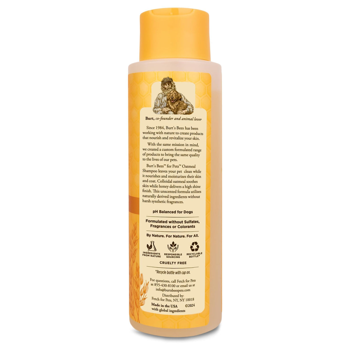 Oatmeal Dog Shampoo with Honey, Unscented, 16 Fl Oz W44901