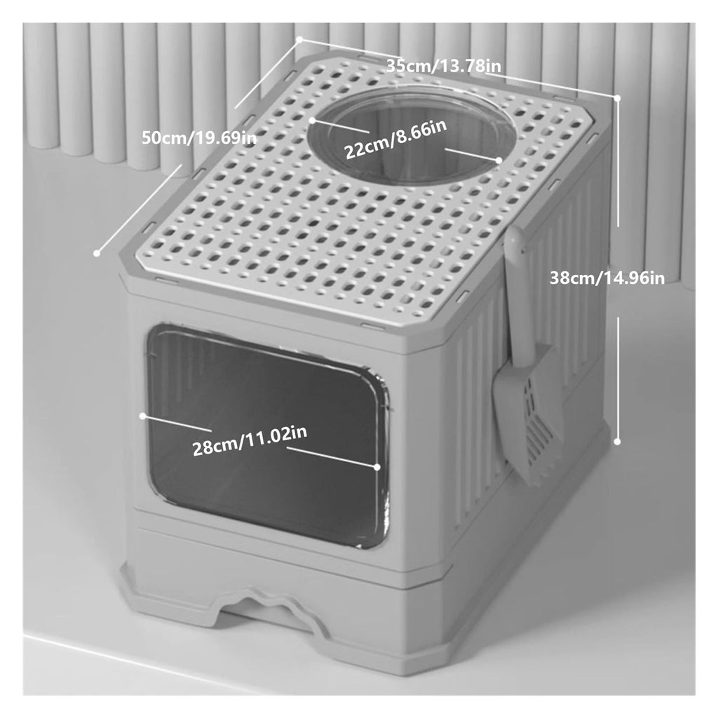 Foldable Cat Litter Box with Lid and Scoop Z500836