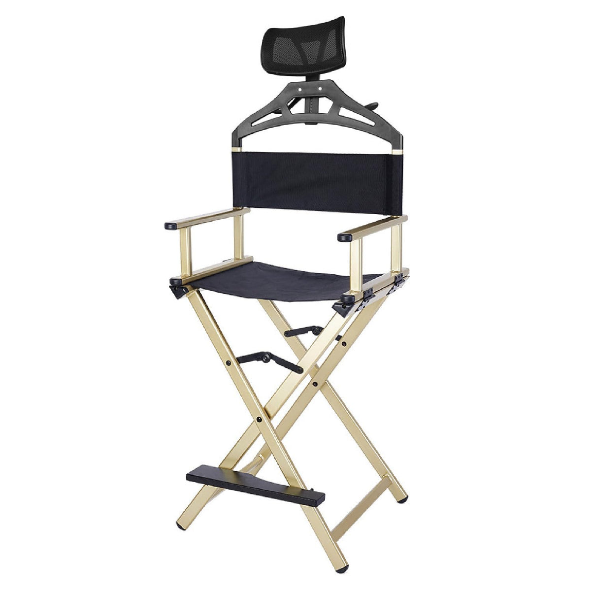 Foldable Stool with Head Rest, Portable Camping Chair, Supports Up to 300 Lbs, Gold C4734