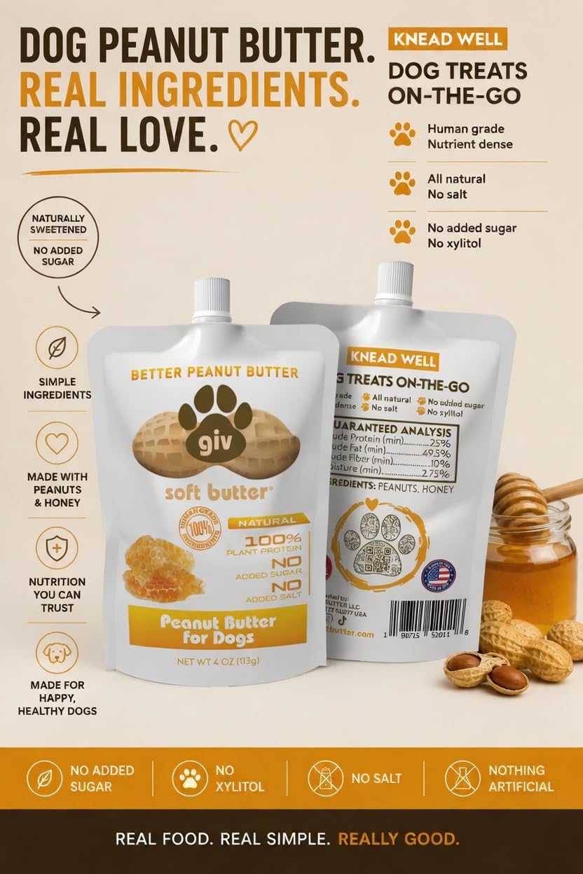 All Natural Peanut Butter 12oz Jar, 4oz Pouch & Lick Mat M9088