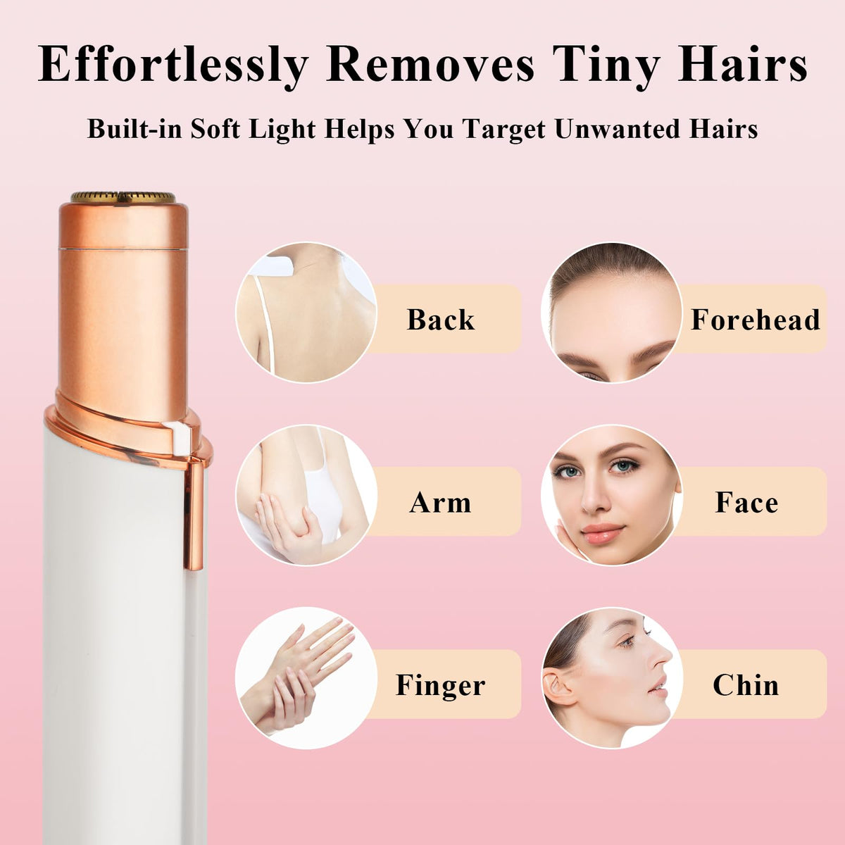 Electric Painless Facial Hair Removal Device with 2 Replacement Heads I19523