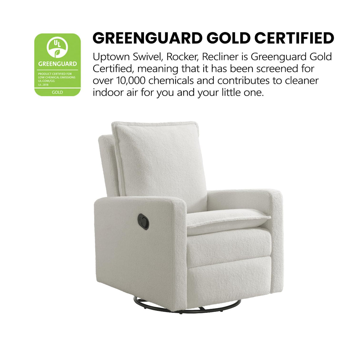 White Boucle Swivel Glider Recliner A508249