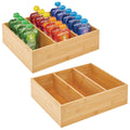 Bamboo 3 Section Stackable Pantry Organizer Bin, 2 Pack A11465