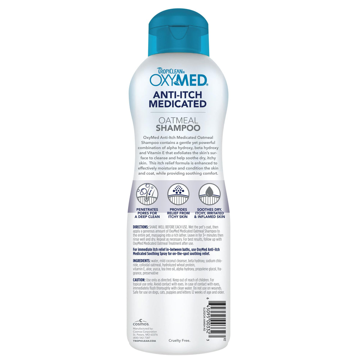 Medicated Dog Shampoo Oatmeal Formula 20oz A7156