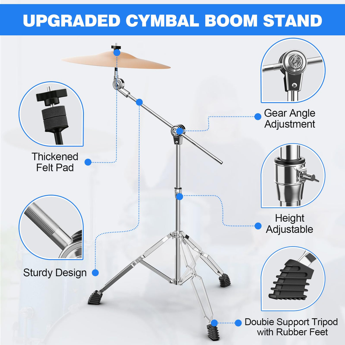 Adjustable Boom Cymbal Stand with Double Braced Legs M23393