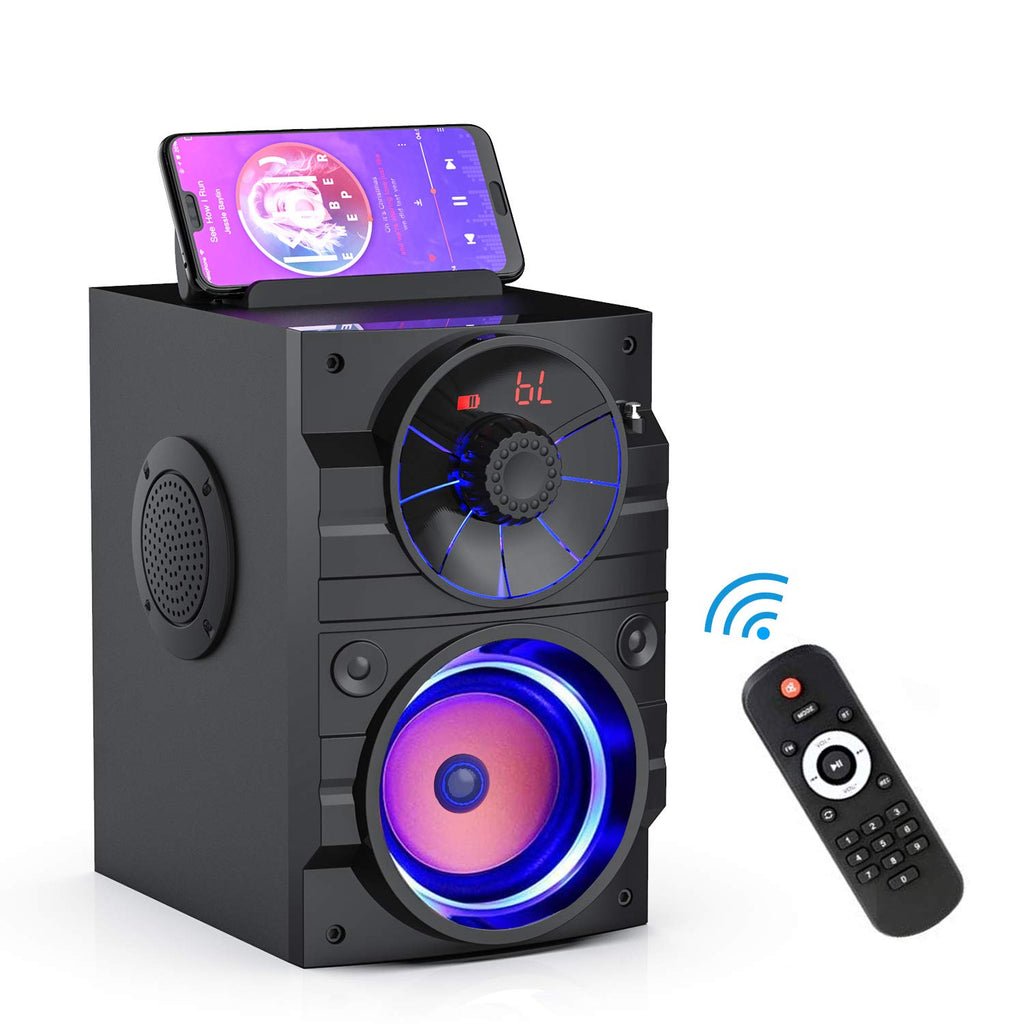 Portable Big Bluetooth Speakers with Light, Wireless with Subwoofer, FM Radio, LED Lights, EQ, Booming Bass, Bluetooth 4.2 Stereo Loud Outdoor/Indoor Retro, for Home, Camping, Travel, Black B96162