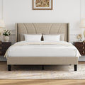 Queen Size Linen Upholstered Bed Frame with Headboard P7816