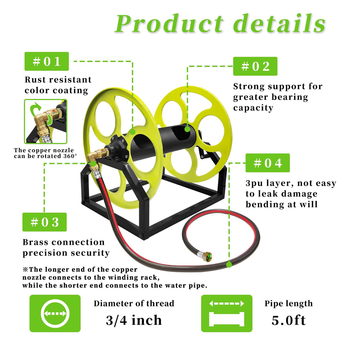 400FT Wall/Floor Mount Garden Hose Reel with Crank W1045