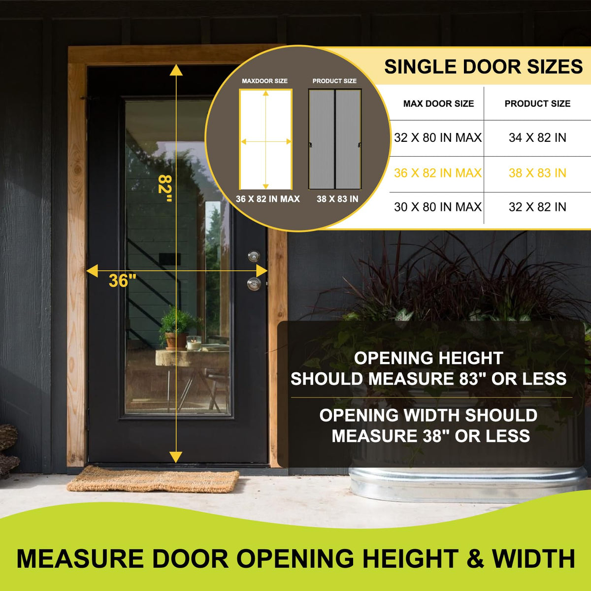 Magnetic Screen Door 36 x 82 in Mesh Curtain W9032