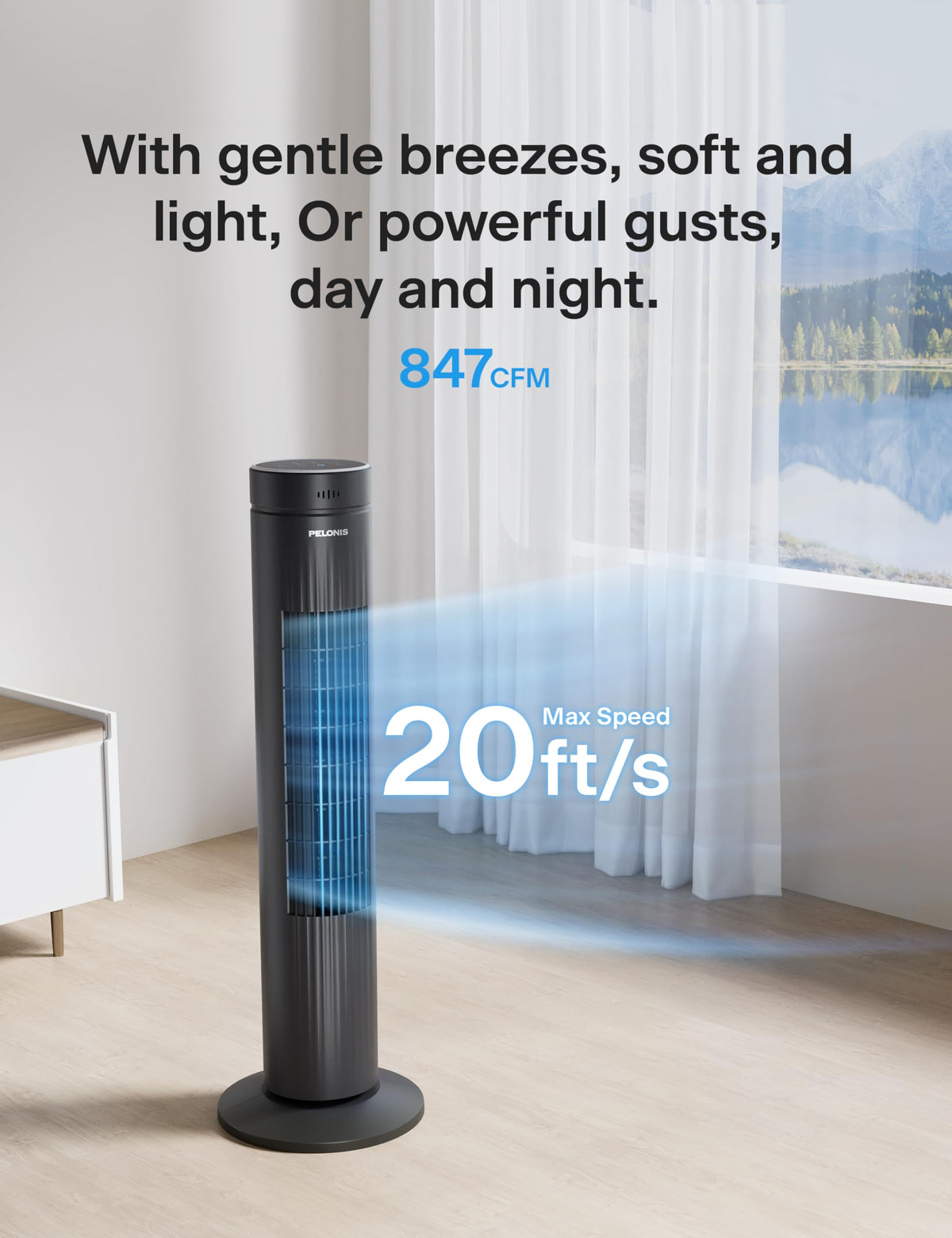 30-Inch Oscillating Tower Fan, 3 Speed, Black I243