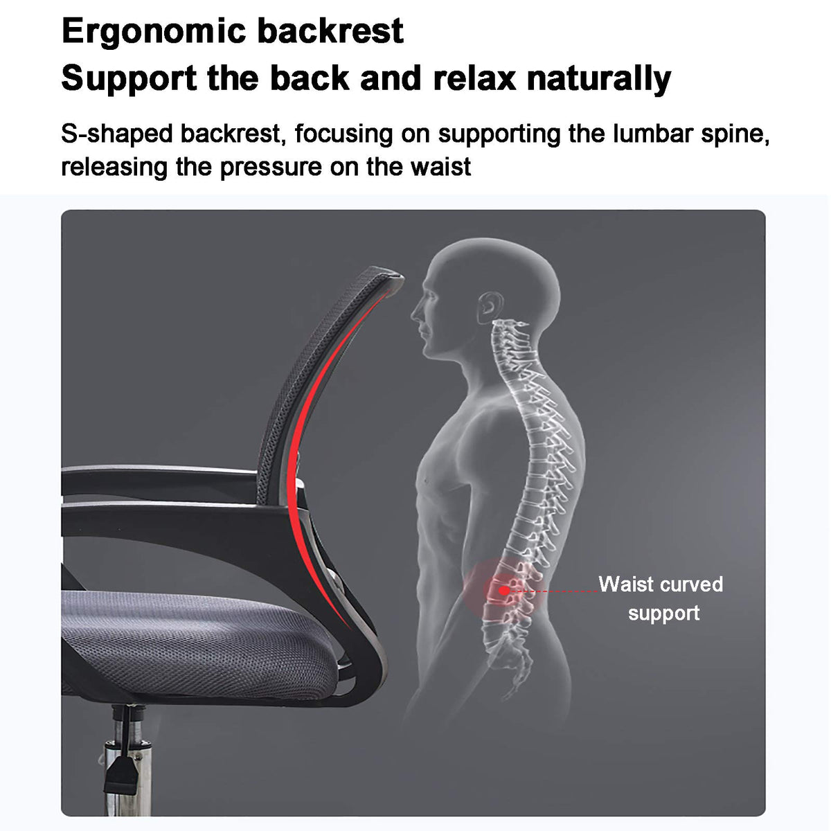 Orange Mesh Ergonomic Office Chair with Lumbar Support C4166