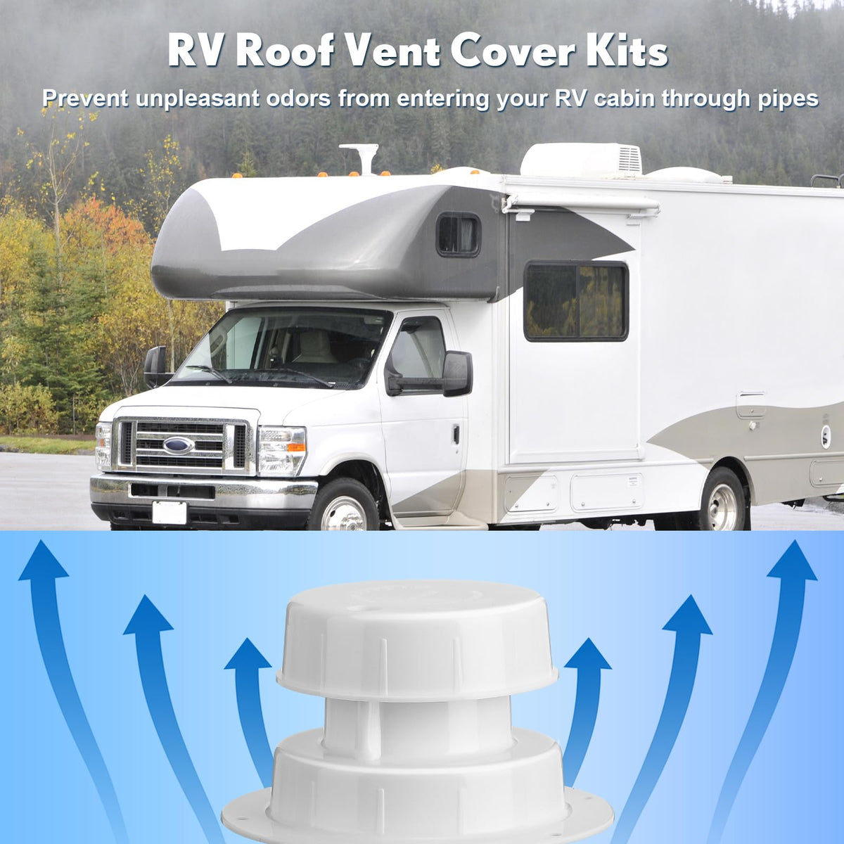 6 Pcs White RV Plumbing Vent Caps W905594